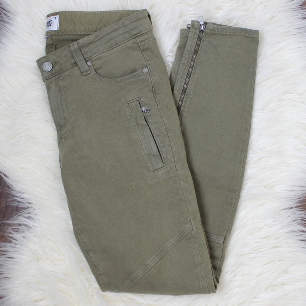 ❗️FINAL PRICE CLOSET CLOSING PAIGE Olive Green Marley Zipper Skinny Jeans